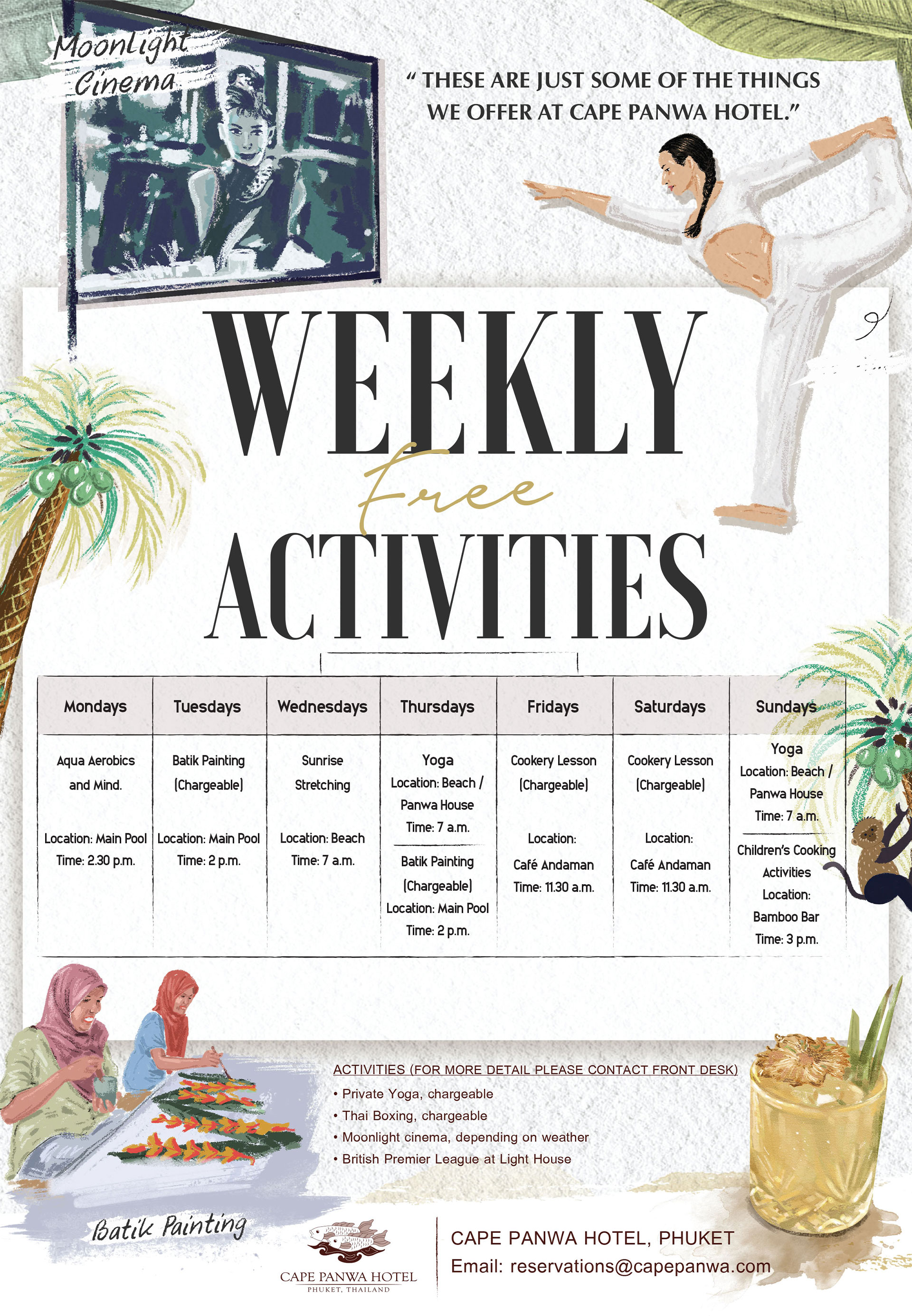Weelky Free Activities
